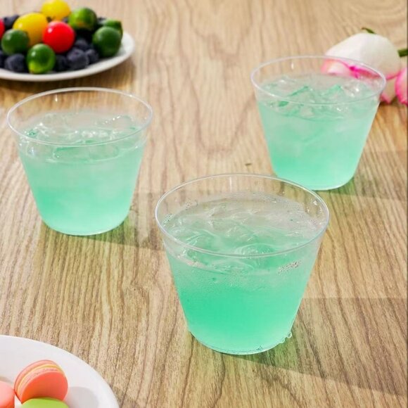 NEW 100 Pack 9 oz Disposable Fancy Clear Plastic Cups - Picture 4 of 6